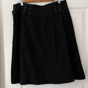 Club Monaco Black A-Line Skirt with Lace-Up Waistband